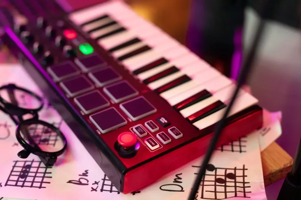 Fotografía de un controlador MIDI AKAI MPK Mini MK3